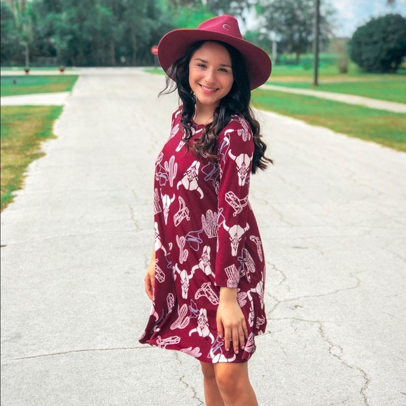 Longhorn Boot Print Dress - Picture 2 of 2